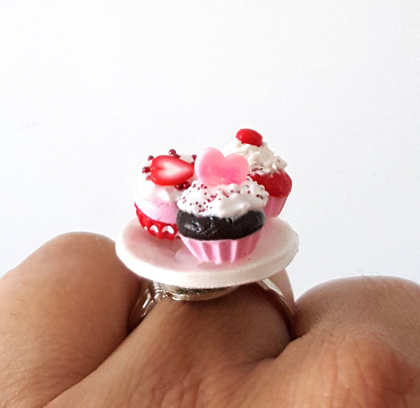 Miniature Valentine Cupcake with adjustable ring band