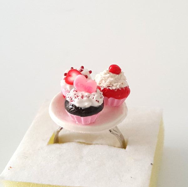 Miniature Valentine Cupcake with adjustable ring band