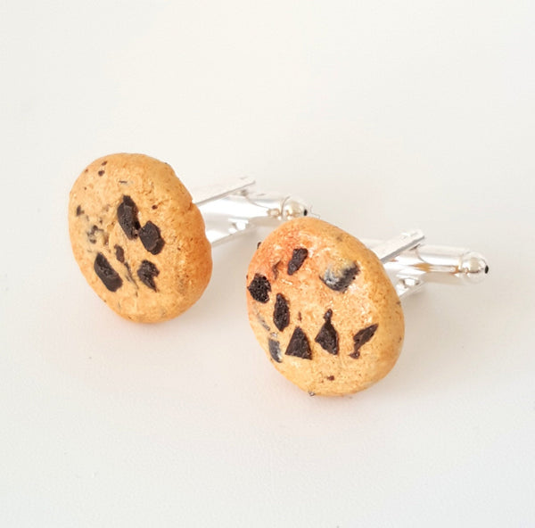 Miniature Food Chocolate Chips Cookies Cufflinks