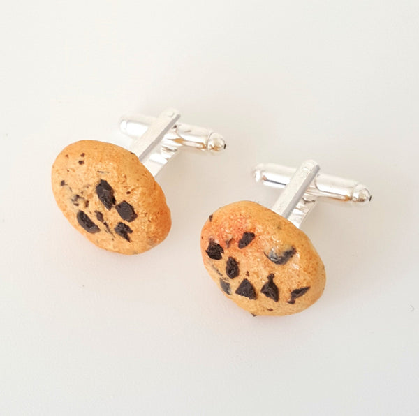 Miniature Food Chocolate Chips Cookies Cufflinks