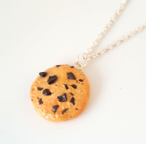 Miniature Chocolate Chip Cookie Charm or Necklace, Polymer clay food charm, Food Jewelry, chocolate chip cookie