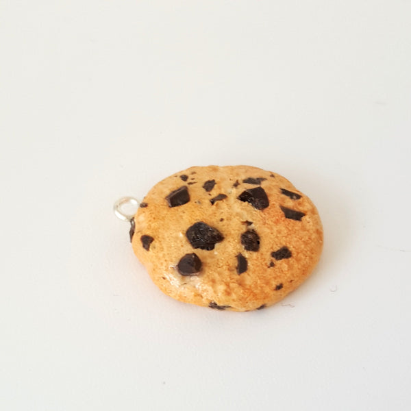 Miniature Chocolate Chip Cookie Charm or Necklace, Polymer clay food charm, Food Jewelry, chocolate chip cookie