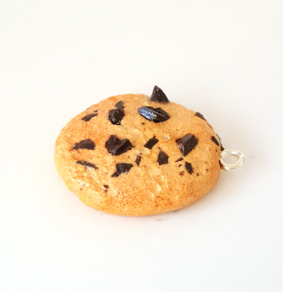 Miniature Chocolate Chip Cookie Charm or Necklace, Polymer clay food charm, Food Jewelry, chocolate chip cookie