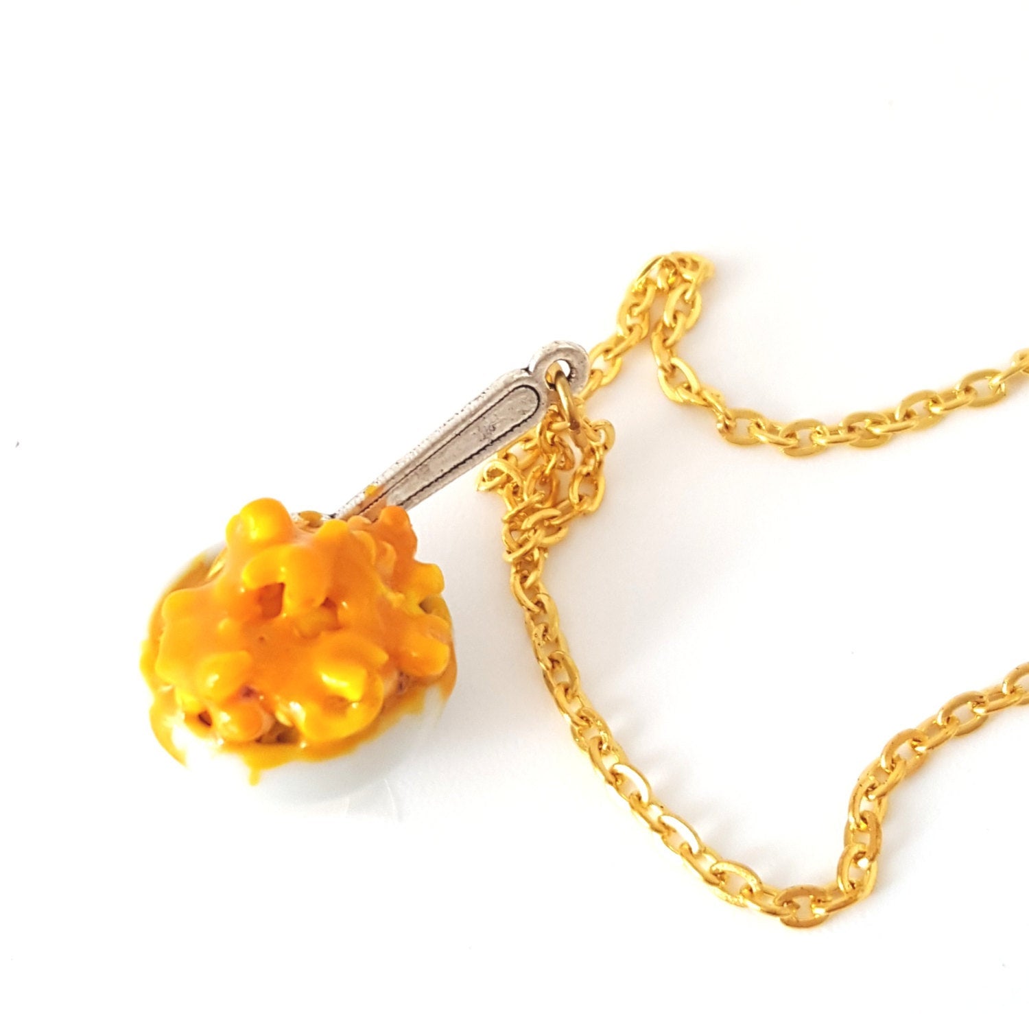 Miniature Mac and Cheese Necklace with Chain