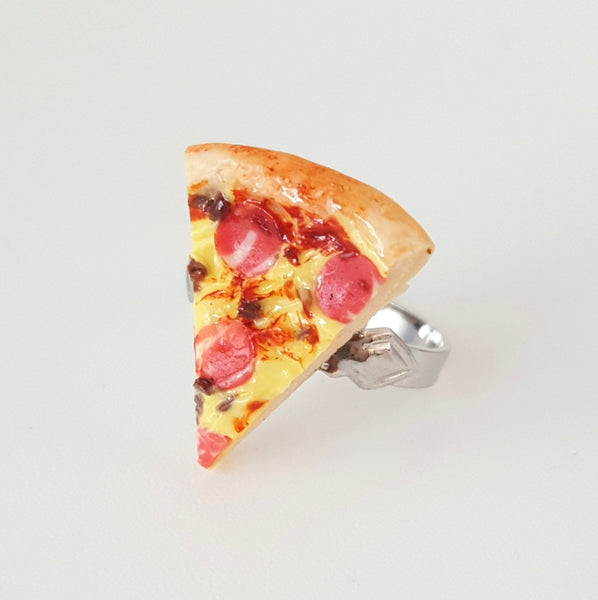 Miniature Supreme Pizza or Pepperoni Cheese with adjustable ring band, BFF ring, Pizza Ring, Cheese