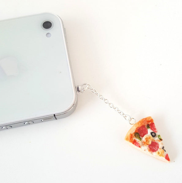 Miniature Supreme Pizza dust plug, phone charm, cell phone strap, iphone, ipad