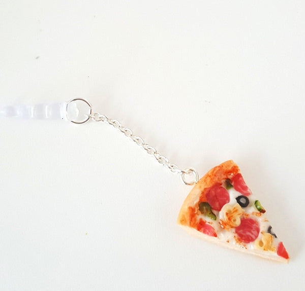 Miniature Supreme Pizza dust plug, phone charm, cell phone strap, iphone, ipad