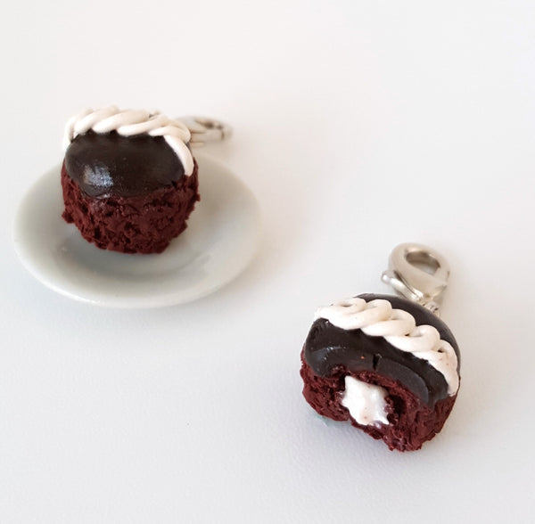 Miniature Hostess Chocolate Cupcake Charm- Miniature food jewelry