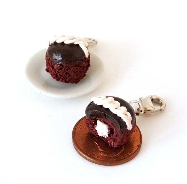 Miniature Hostess Chocolate Cupcake Charm- Miniature food jewelry