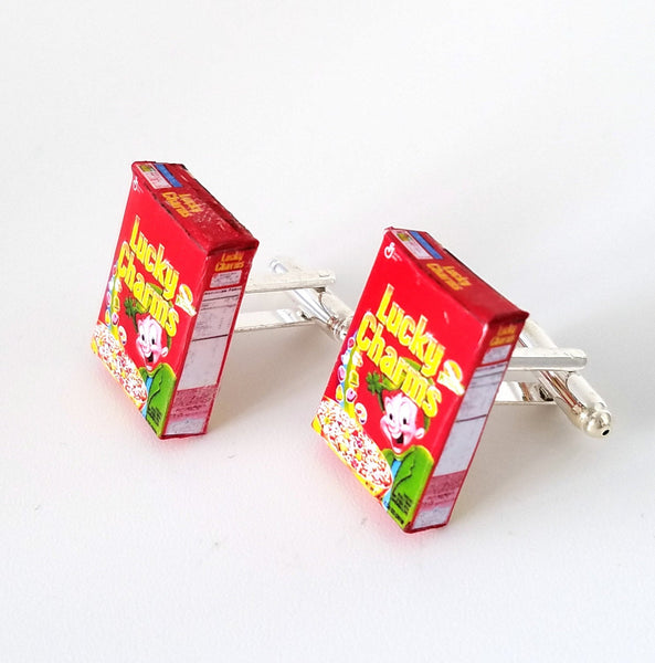 Miniature Lucky Charm Cereals Cufflinks, food jewelry accessories, wedding gifts, breakfast cereal,