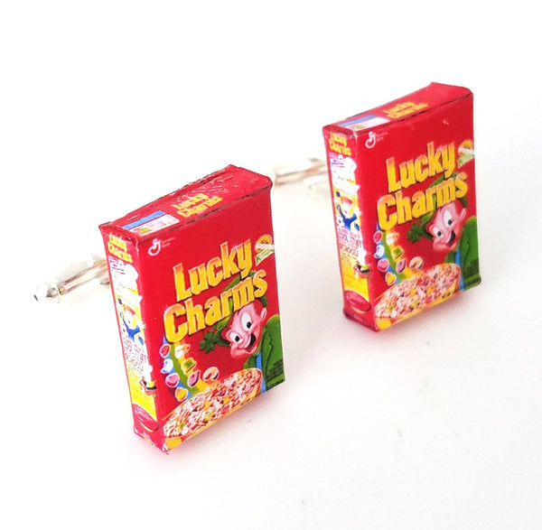 Miniature Lucky Charm Cereals Cufflinks, food jewelry accessories, wedding gifts, breakfast cereal,