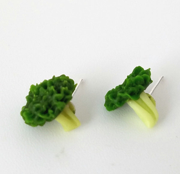 Miniature Broccoli Earrings, food jewelry accessories, vegetables, earrings, Kawaii, fun, Miniature food jewelry, polymer clay,accessories