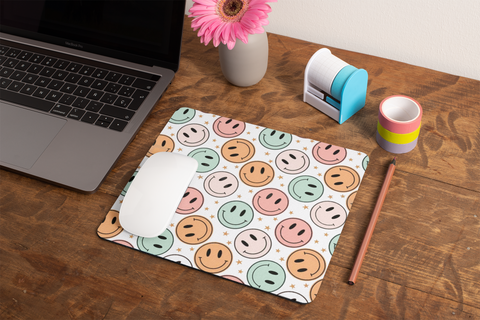 Smile Face Star Mousepad, Mouse pad, desk decor, office decor, computer accessories, desk accessories